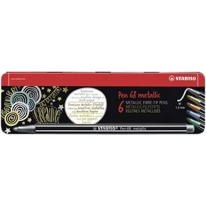 Premium-Faser-Metallic-Marker STABILO Pen 68 metallic – 6er-Set in der Dose
